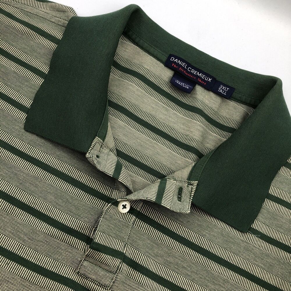 Daniel Cremieux Striped Polo Shirt Men's Size 3XLT Tall Green Casual Golf
